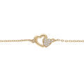 Bracelet en plaqu&eacute; or cha&icirc;ne avec double coeurs et oxydes blancs sertis 16+3cm Artemare