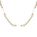 Collier en plaqu&eacute; or cha&icirc;ne avec tubes blancs 45cm Artemare