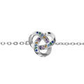 Bracelet en argent rhodi&eacute; cha&icirc;ne avec noeud d'oxydes multi couleurs sertis 16+3cm Artemare