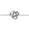 Bracelet en argent rhodi&eacute; cha&icirc;ne avec noeud d'oxydes bleu ciel sertis 16+3cm Artemare