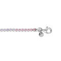 Bracelet en argent rhodi&eacute; rivi&egrave;re d'oxydes rose, violets et blancs sertis 15+3.5cm