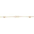 Bracelet en argent et dorure jaune cha&icirc;ne avec motif infini et 2 coeurs 16+3cm