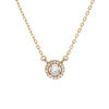Collier en plaqu&eacute; or cha&icirc;ne avec pendentif cercle oxydes blancs sertis et au centre 1 oxyde blancs sertis 40+5cm