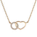 Colliers sur Artemare : Collier en plaqu&eacute; or cha&icirc;ne avec cercle pav&eacute; d'oxydes blancs sertis entrelac&eacute; avec coeur lisse 40+5cm