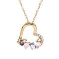 Colliers sur Artemare : Collier en plaqu&eacute; or cha&icirc;ne avec pendentif coeur oxydes blancs et pastels 40+5cm
