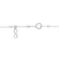 Bracelet en argent rhodi&eacute; cha&icirc;ne avec boules avec 1 coeur et 1 pampille infini 16+3cm Artemare