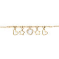 Bracelet en argent et dorure jaune cha&icirc;ne avec pampilles coeurs, &eacute;toiles 16+3cm Artemare