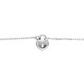 Bracelet en argent rhodi&eacute; cha&icirc;ne avec coeur serrure 16+3cm