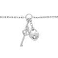 Bracelets sur Artemare : Bracelet en argent rhodi&eacute; cha&icirc;ne avec pampille coeur serrure et cl&eacute; 16+3cm
