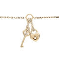 Bracelets sur Artemare : Bracelet en argent et dorure jaune cha&icirc;ne avec pampille coeur serrure et cl&eacute; 16+3cm