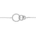 Bracelets sur Artemare : Bracelet en argent rhodi&eacute; cha&icirc;ne avec 3 ronds lisse et avec oxydes blancs sertis 16+3cm