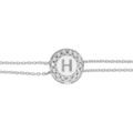 Bracelet en argent rhodi&eacute; double cha&icirc;ne pastille ronde recto initiale H verso noir avec contour oxydes blancs sertis 16+3cm Artemare