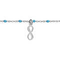 Bracelet en argent rhodi&eacute; cha&icirc;ne avec boules couleur turquoise 15+3cm Artemare