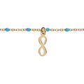 Bracelet en argent et dor&eacute; cha&icirc;ne avec boules infini couleur turquoise 15+3cm Artemare