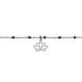 Bracelet en argent rhodi&eacute; cha&icirc;ne avec boules couleur bleu et pampille fleur de lotus 15+3cm Artemare
