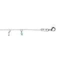 Bracelet en argent rhodi&eacute; cha&icirc;ne avec pampilles boules blanches et couleur turquoises 15+3cm Artemare