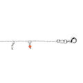 Bracelet en argent rhodi&eacute; cha&icirc;ne avec pampilles boules blanches et rouges 15+3cm Artemare