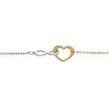 Bracelet en argent et dorure jaune cha&icirc;ne avec coeur et infini entrelac&eacute; 16+3cm Artemare