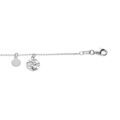 Bracelet en argent rhodi&eacute; cha&icirc;ne avec pampilles pastilles lisses et martel&eacute;e 16+3cm