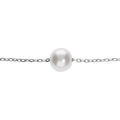 Bracelet en argent rhodi&eacute; cha&icirc;ne avec Perle de Culture d'eau douce 7mm blanche 15+4cm