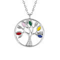 Colliers sur Artemare : Collier en argent rhodi&eacute; cha&icirc;ne avec pendentif arbre de vie r&eacute;sine multi couleurs et oxydes blancs 40+5cm