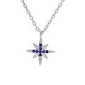 Collier en argent rhodi&eacute; cha&icirc;ne avec pendentif &eacute;toile orn&eacute;e d'oxydes bleus et blancs sertis 40+4cm Artemare