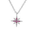 Collier en argent rhodi&eacute; cha&icirc;ne avec pendentif &eacute;toilorn&eacute;e d'oxydes fuschia et blancs sertis 40+4cm Artemare