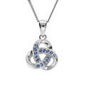 Colliers sur Artemare : Collier en argent rhodi&eacute; cha&icirc;ne avec pendentif noeud oxydes bleu ciel sertis 42+3cm