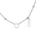 Collier en argent rhodi&eacute; boules avec 1 coeur et 1 pampille infini 42+3cm