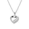 Collier en argent rhodi&eacute; cha&icirc;ne avec pendentif coeur barr&eacute; de 3 barrettes oxydes blancs sertis 40+5cm Artemare