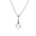 Collier en argent rhodi&eacute; cha&icirc;ne avec pendentif goutte oxyde blanc facett&eacute; 40+5cm Artemare