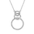 Colliers sur Artemare : Collier en argent rhodi&eacute; cha&icirc;ne avec 3 anneaux avec oxydes blancs sertis 40+5cm