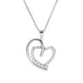 Colliers sur Artemare : Collier en argent rhodi&eacute; cha&icirc;ne avec pendentif grand coeur avec coeur d'oxydes blancs sertis 40+5cm