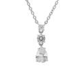 Collier en argent rhodi&eacute; cha&icirc;ne avec pendentif oxydes ronds blancs sertis et goutte oxyde blanc 42+3cm