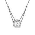 Colliers sur Artemare : Collier en argent rhodi&eacute; cha&icirc;ne avec pendentif rond initiale Z recto fond blanc et verso noire avec contour oxydes blancs sertis 40+5cm