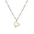 Colliers sur Artemare : Collier en argent et dore jaune cha&icirc;ne avec boules couleur imitation avec pampille coeur 40+5cm