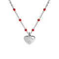 Colliers sur Artemare : Collier en argent rhodi&eacute; cha&icirc;ne avec boules couleur rouge avec pendentif coeur 40+5cm