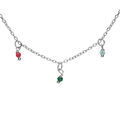 Colliers sur Artemare : Collier en argent rhodi&eacute; cha&icirc;ne avec pampilles empierr&eacute;es multi couleurs 40+5cm