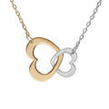 Collier en argent et dorure jaune cha&icirc;ne avec pendentifs coeur double 2 tons 40+5cm Artemare