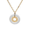 Collier en argent et dorure jaune cha&icirc;ne avec pendentif double cercle 2 tons 40+5cm