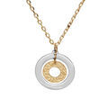 Collier en argent et dorure jaune cha&icirc;ne avec pendentif double cercle 2 tons 40+5cm Artemare