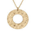 Collier en argent et dorure jaune cha&icirc;ne avec pendentif rond &eacute;vid&eacute; martel&eacute; 40+5cm Artemare