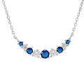 Collier en argent rhodi&eacute; cha&icirc;ne avec oxydes blancs et bleus sertis 42+3cm Artemare