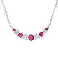 Collier en argent rhodi&eacute; cha&icirc;ne avec oxydes blancs et fushia sertis 42+3cm