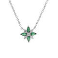 Colliers sur Artemare : Collier en argent rhodi&eacute; cha&icirc;ne avec pendentif fleur avec oxydes blancs et vert sertis 42+3cm