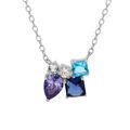 Colliers sur Artemare : Collier en argent rhodi&eacute; cha&icirc;ne avec pendentif 5 oxydes bleus et blanc sertis 42+3cm