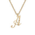 Colliers sur Artemare : Collier en argent et dorure jaune cha&icirc;ne avec pendentif lettre anglaise A diamant&eacute; 40+4cm