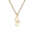 Collier en argent et dorure jaune cha&icirc;ne avec pendentif lettre anglaise J diamant&eacute; 40+4cm