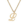 Collier en argent et dorure jaune cha&icirc;ne avec pendentif lettre anglaise L diamant&eacute; 40+4cm
