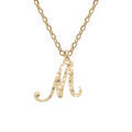 Colliers sur Artemare : Collier en argent et dorure jaune cha&icirc;ne avec pendentif lettre anglaise M diamant&eacute; 40+4cm